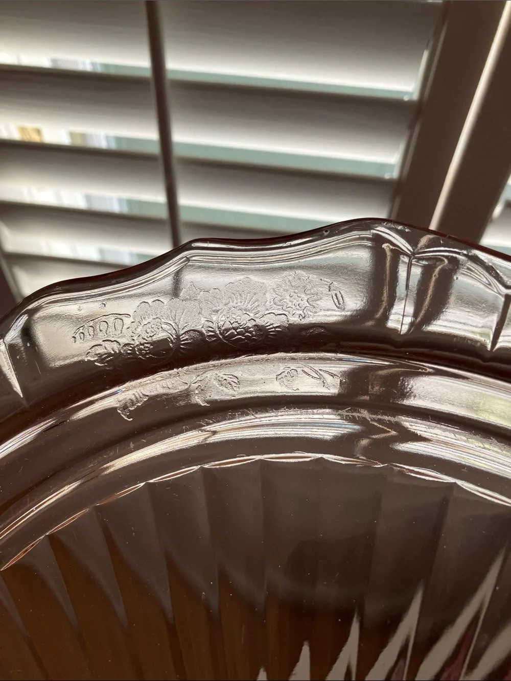 Vintage Anchor Hocking 1930’s Glass Pink “Mayfair Open Rose”  Cake Plate